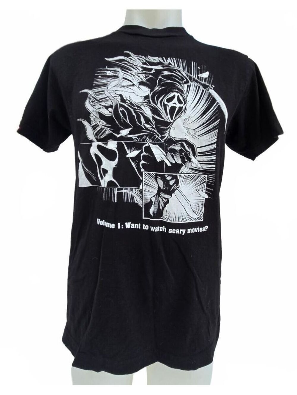 Ghost Face Men's Black Graphic T-Shirt Size M/M Cotton